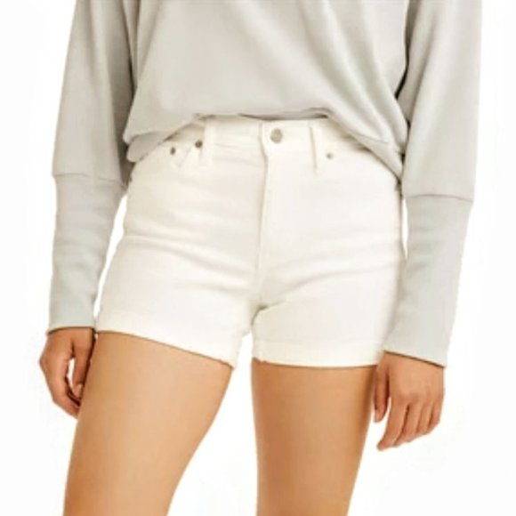 Levi's Mid Rise Rolled Cuff Shorts 30 Sand Beige Stretch Denim - Picture 1 of 10